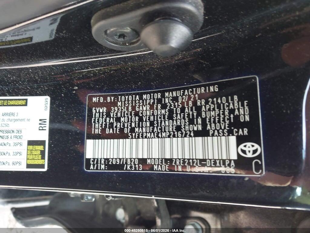 5YFEPMAE4MP216724 2021 TOYOTA COROLLA photo no. 9