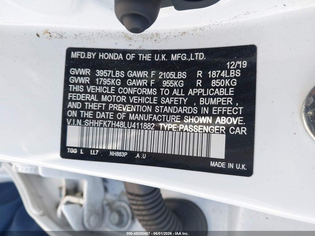 SHHFK7H48LU411882 2020 HONDA CIVIC photo no. 9