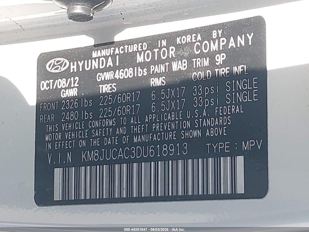 KM8JUCAC3DU618913 2013 HYUNDAI TUCSON photo no. 9