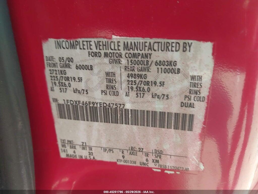 1FDXF46F9YED47577 2000 FORD F-450 photo no. 8