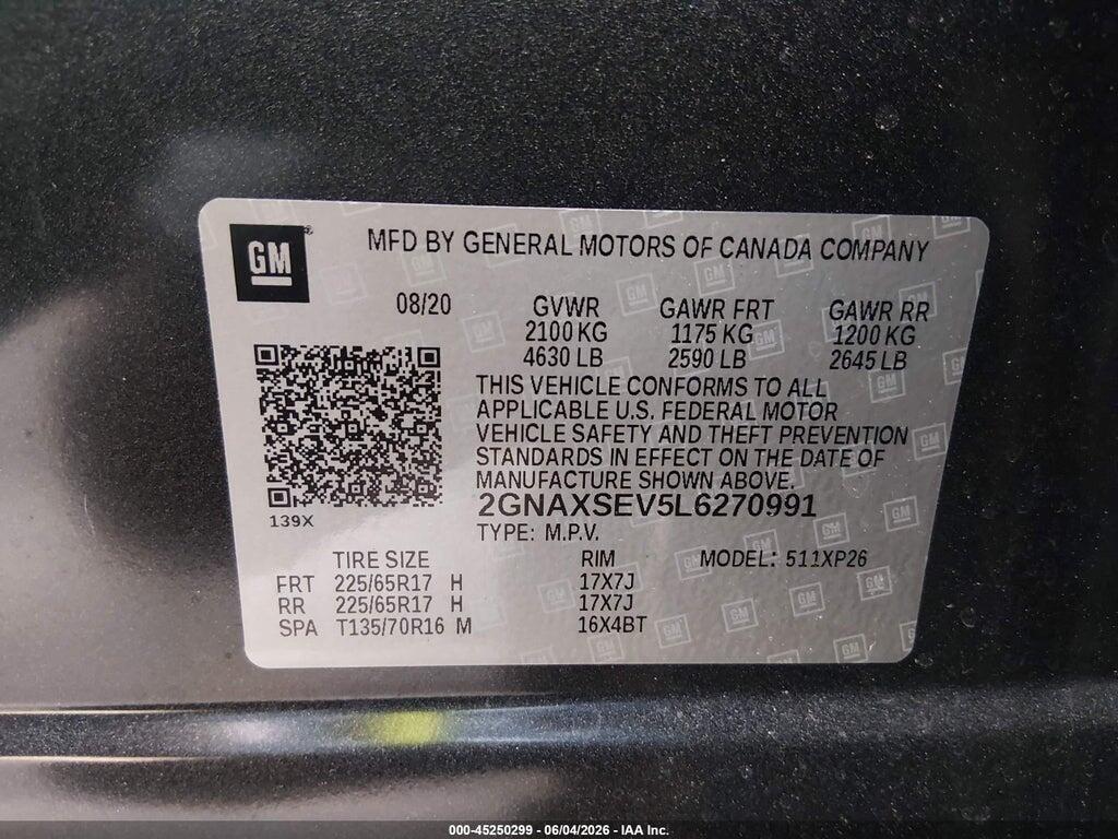 2GNAXSEV5L6270991 2020 CHEVROLET EQUINOX photo no. 9