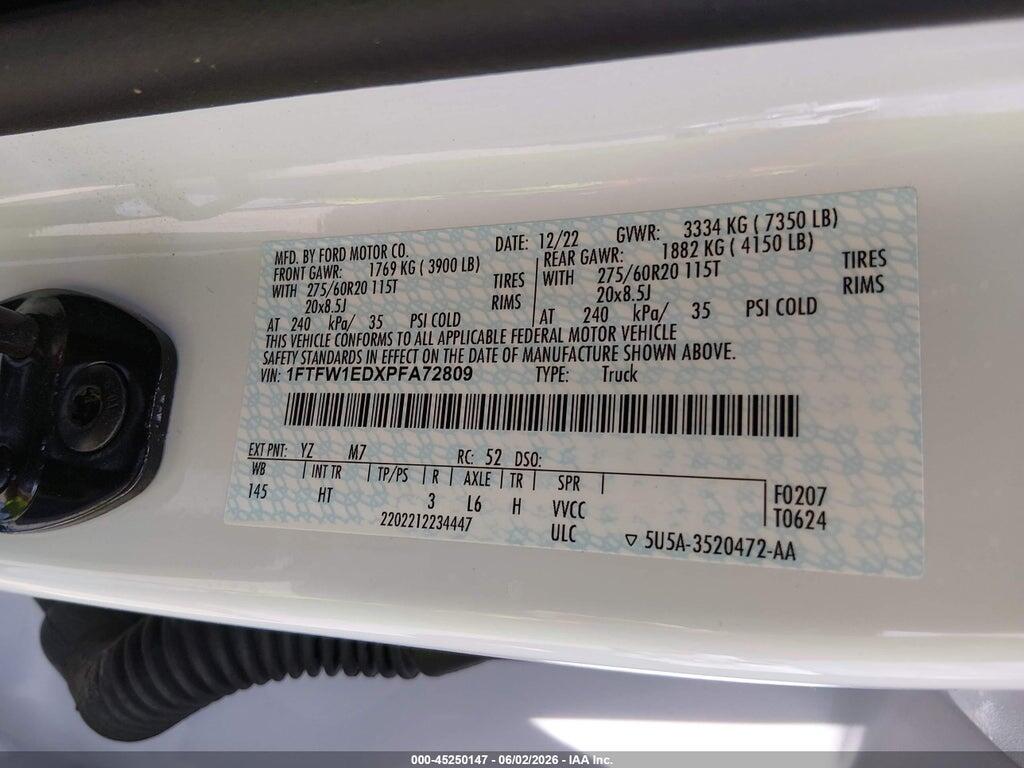1FTFW1EDXPFA72809 2023 FORD F-150 photo no. 9