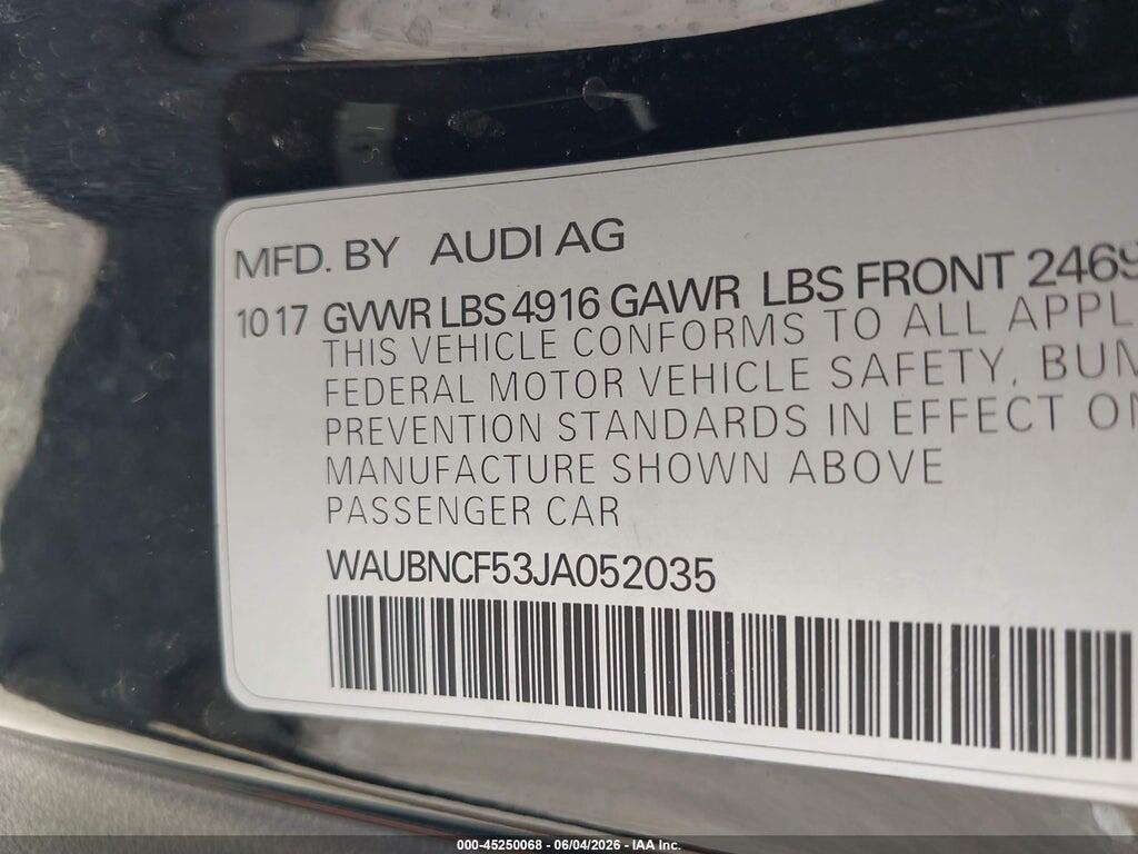 WAUBNCF53JA052035 2018 AUDI A5 photo no. 9