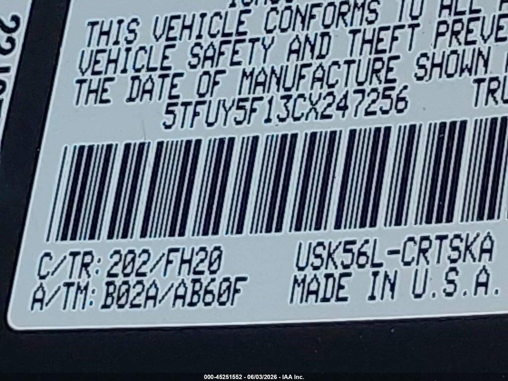 5TFUY5F13CX247256 2012 TOYOTA TUNDRA photo no. 9
