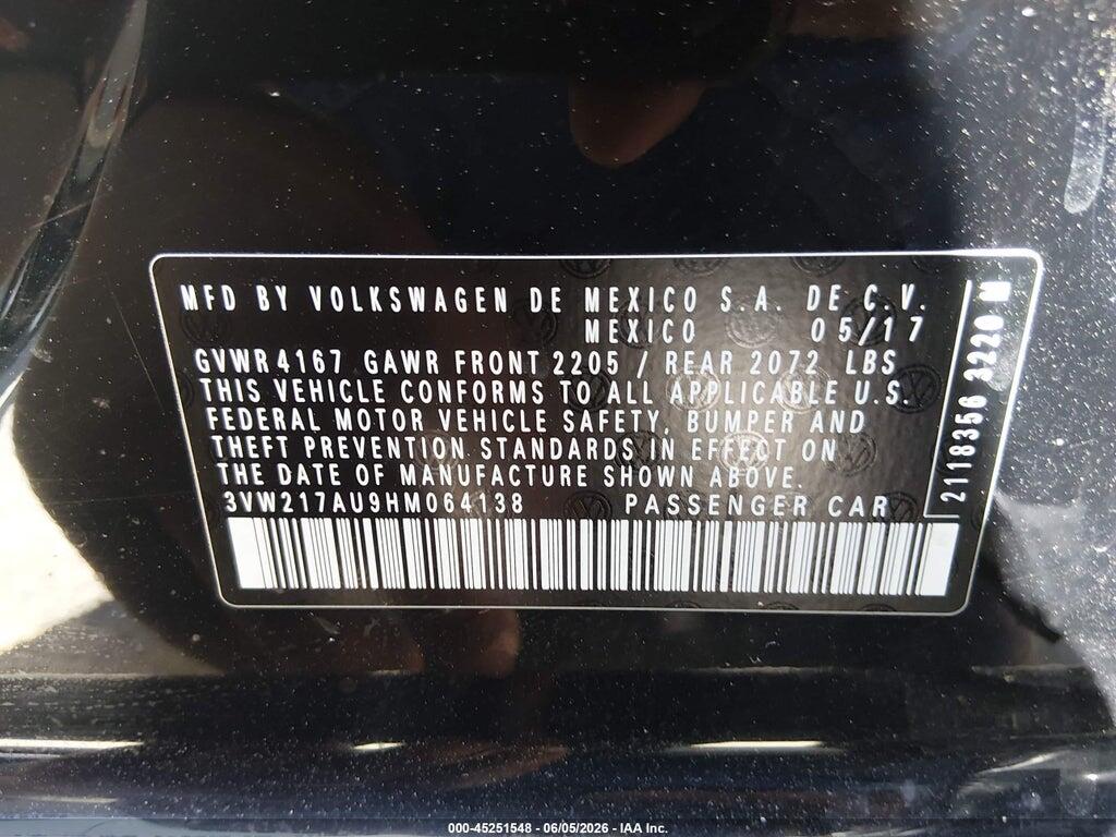 3VW217AU9HM064138 2017 VOLKSWAGEN GOLF photo no. 9