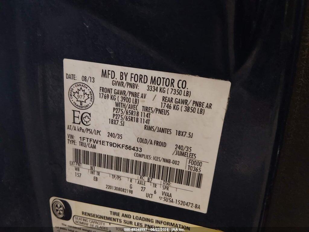 1FTFW1ET9DKF56433 2013 FORD F-150 photo no. 9