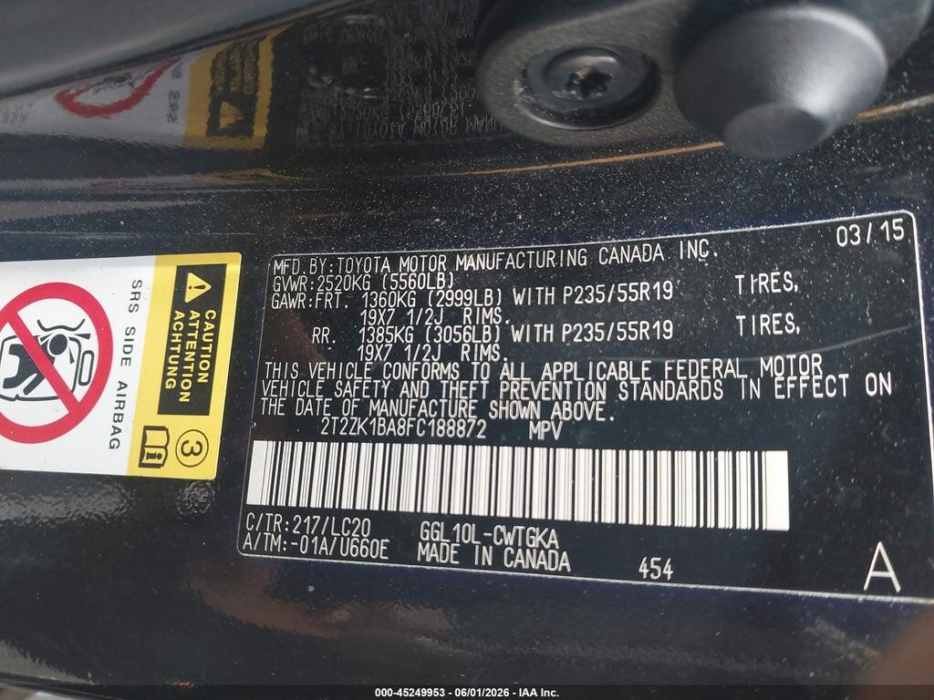 2T2ZK1BA8FC188872 2015 LEXUS RX 350 photo no. 9