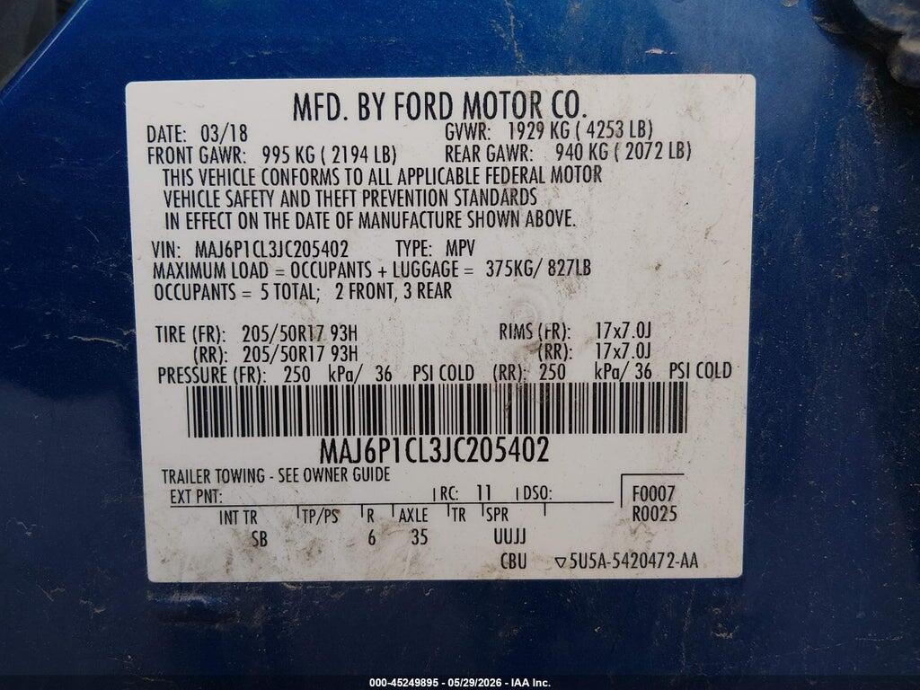 MAJ6P1CL3JC205402 2018 FORD ECOSPORT photo no. 9