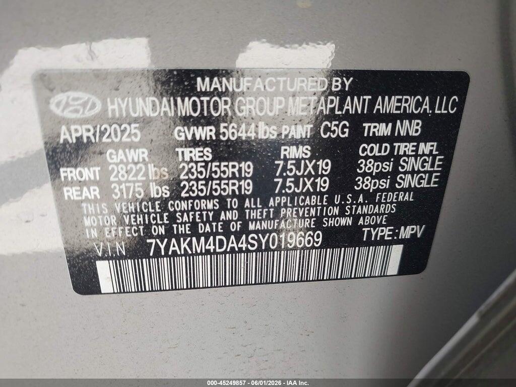 7YAKM4DA4SY019669 2025 HYUNDAI IONIQ 5 photo no. 9