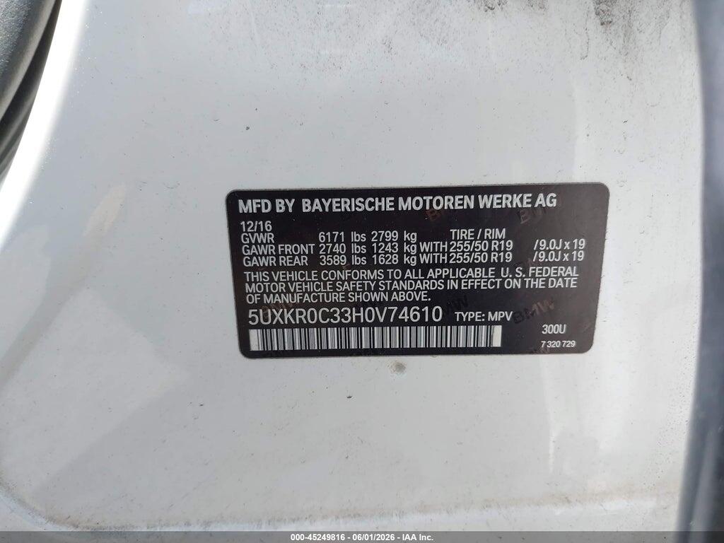 5UXKR0C33H0V74610 2017 BMW X5 photo no. 9