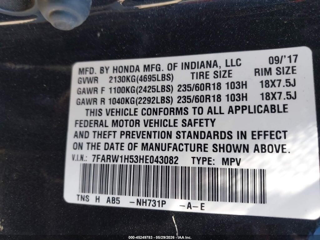 7FARW1H53HE043082 2017 HONDA CR-V photo no. 9