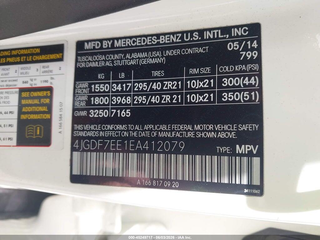 4JGDF7EE1EA412079 2014 MERCEDES-BENZ GL 63 AMG photo no. 9