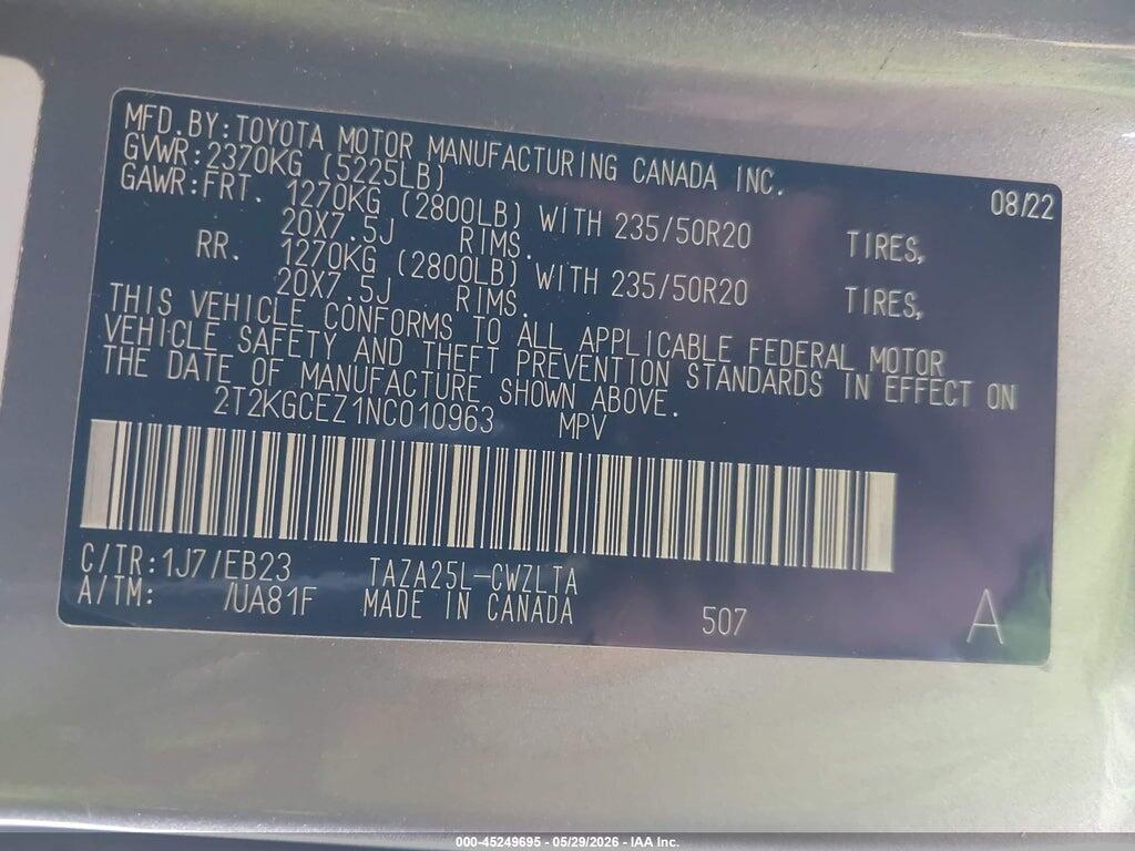 2T2KGCEZ1NC010963 2022 LEXUS NX 350 photo no. 9
