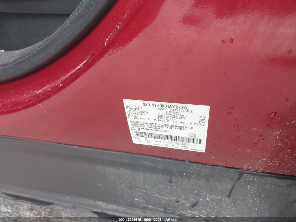 1FM5K8D80GGB93522 2016 FORD EXPLORER photo no. 9