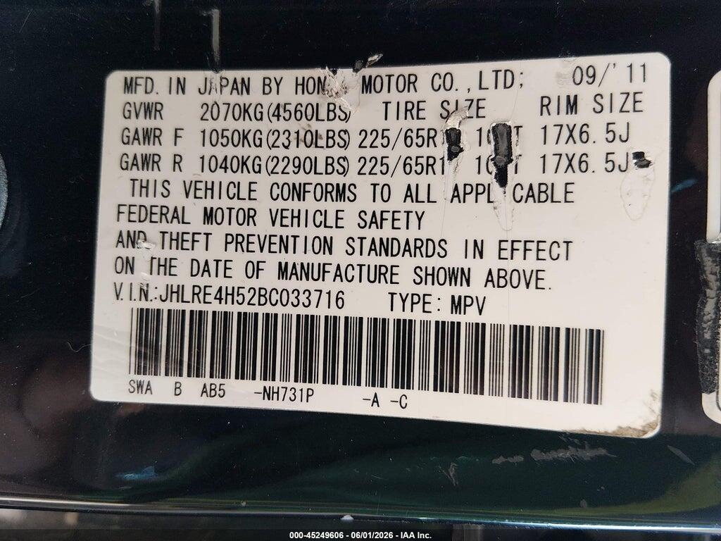 JHLRE4H52BC033716 2011 HONDA CR-V photo no. 9