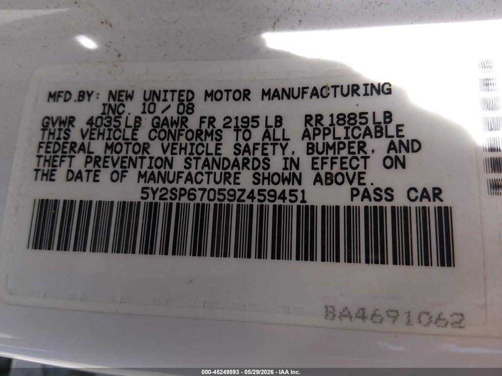 5Y2SP67059Z459451 2009 PONTIAC VIBE photo no. 9