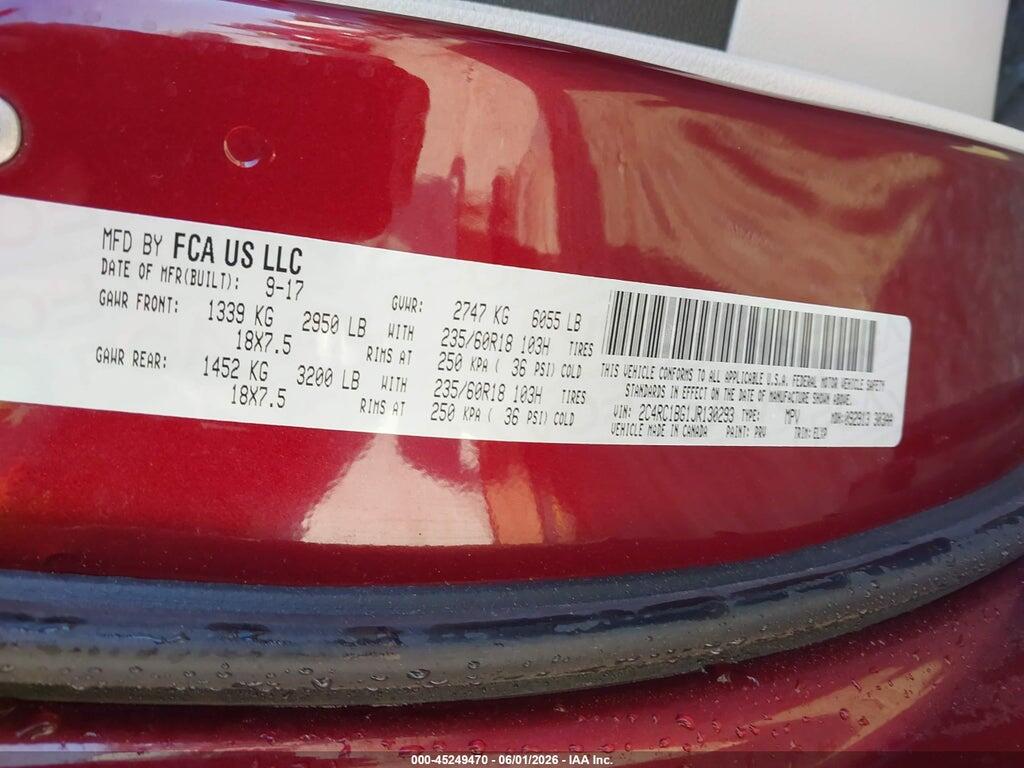 2C4RC1BG1JR130293 2018 CHRYSLER PACIFICA photo no. 9