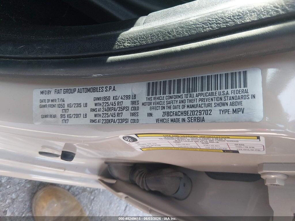 ZFBCFACH9EZ029702 2014 FIAT 500L photo no. 9