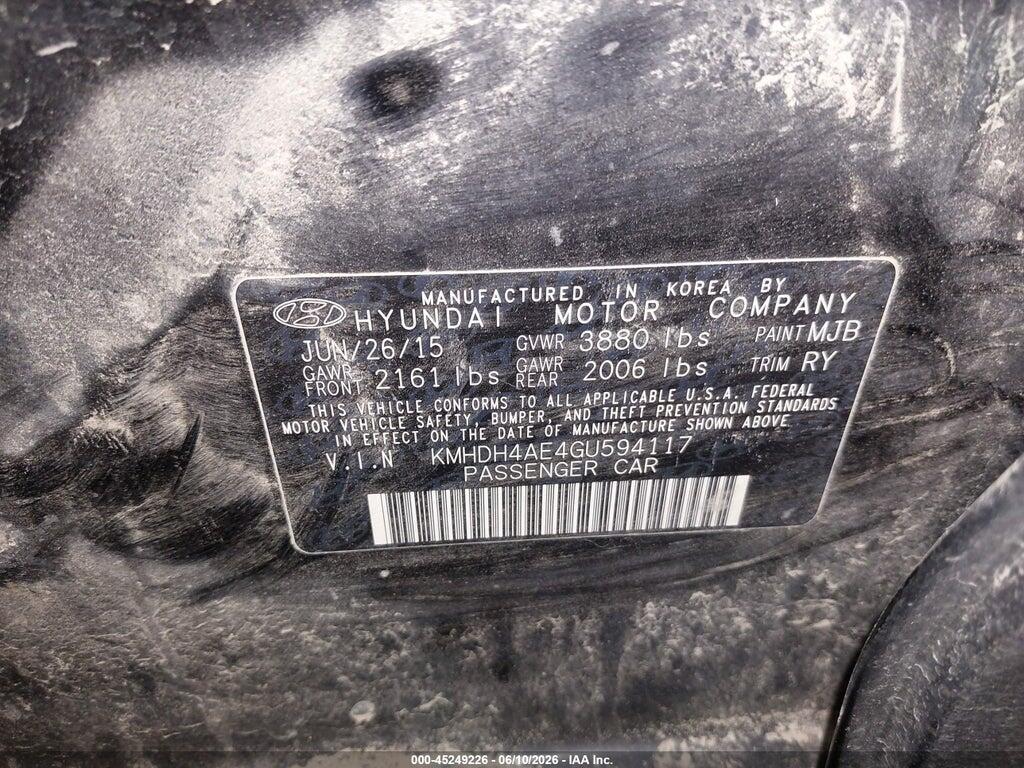 KMHDH4AE4GU594117 2016 HYUNDAI ELANTRA photo no. 9