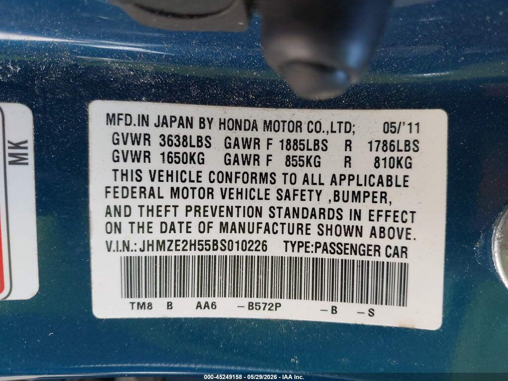 JHMZE2H55BS010226 2011 HONDA INSIGHT photo no. 9