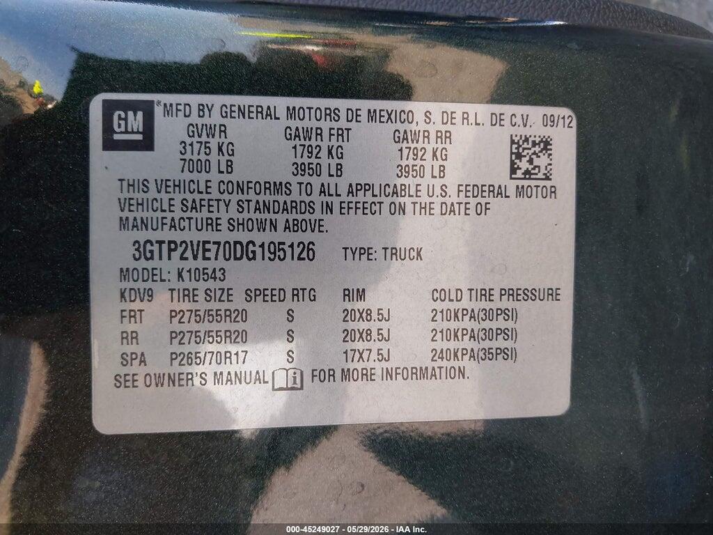3GTP2VE70DG195126 2013 GMC SIERRA 1500 photo no. 9