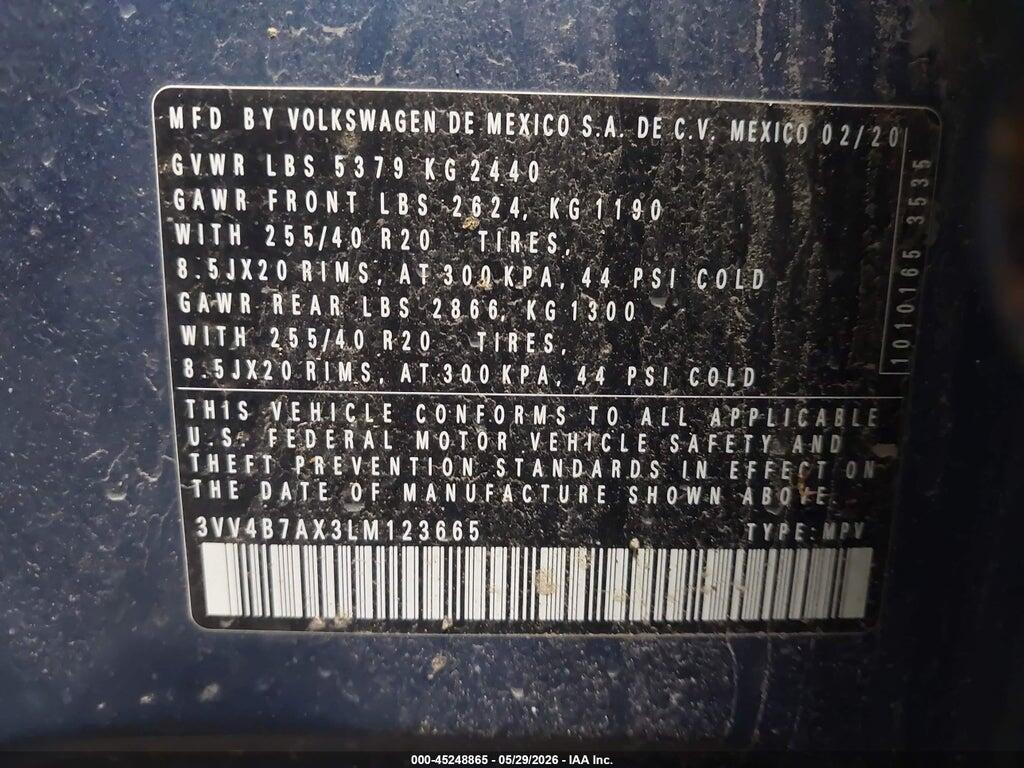 3VV4B7AX3LM123665 2020 VOLKSWAGEN TIGUAN photo no. 9