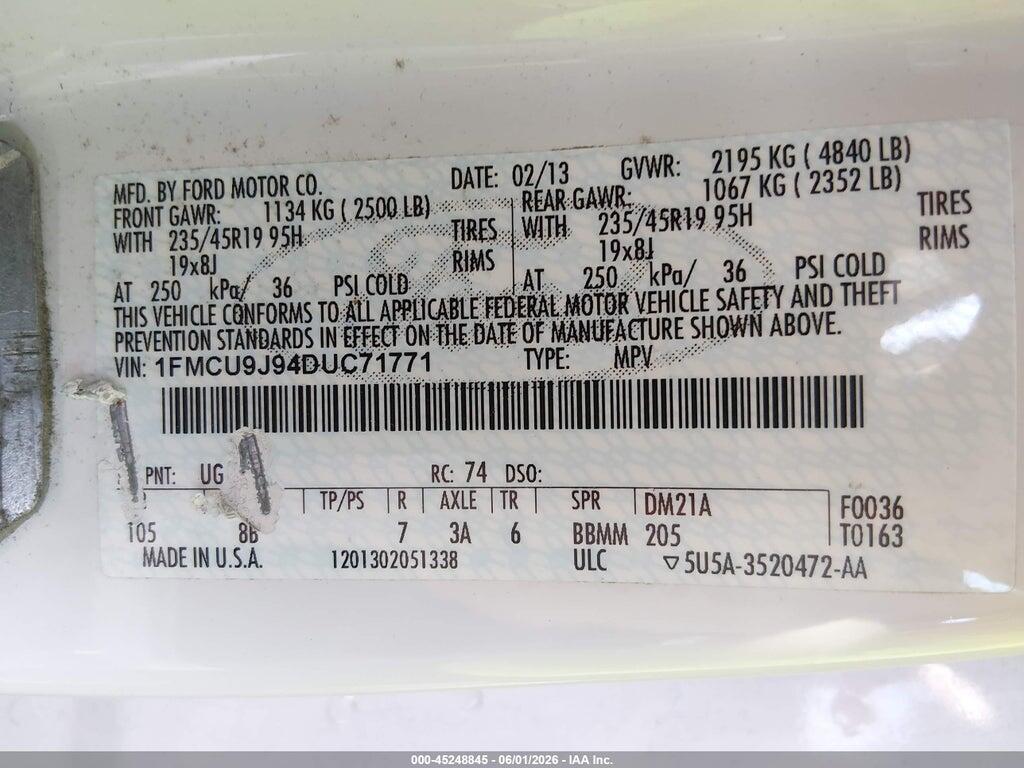 1FMCU9J94DUC71771 2013 FORD ESCAPE photo no. 9