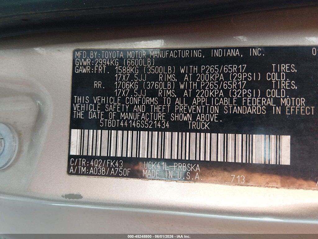 5TBDT44146S521434 2006 TOYOTA TUNDRA photo no. 9
