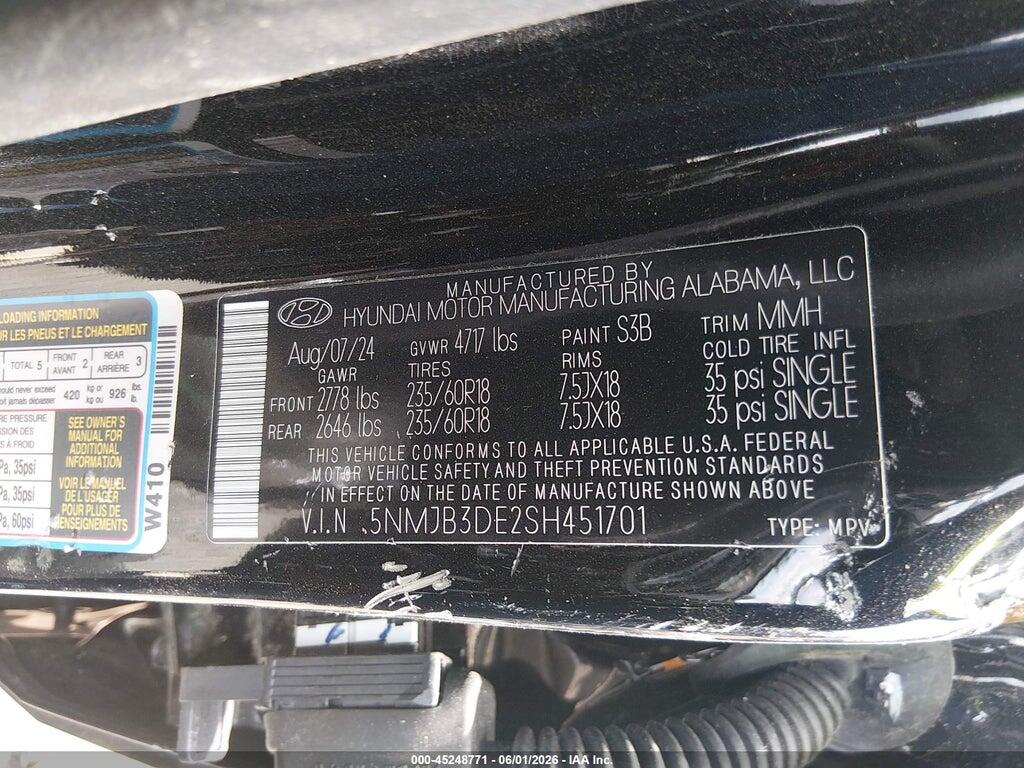 5NMJB3DE2SH451701 2025 HYUNDAI TUCSON photo no. 9