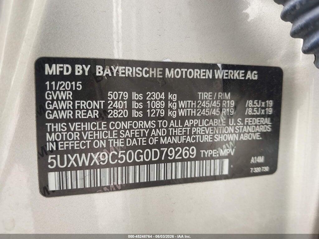5UXWX9C50G0D79269 2016 BMW X3 photo no. 9