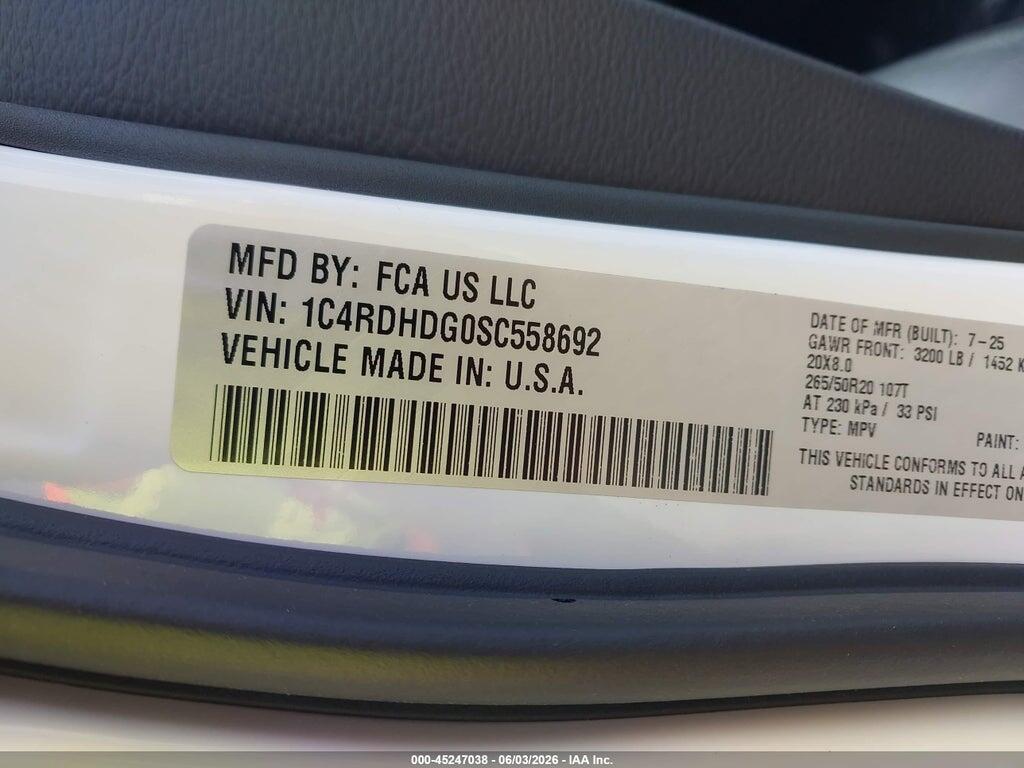 1C4RDHDG0SC558692 2025 DODGE DURANGO photo no. 9