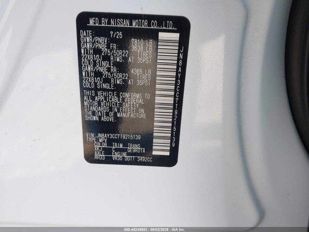 JN8AY3CC7T9215139 2026 NISSAN ARMADA photo no. 9