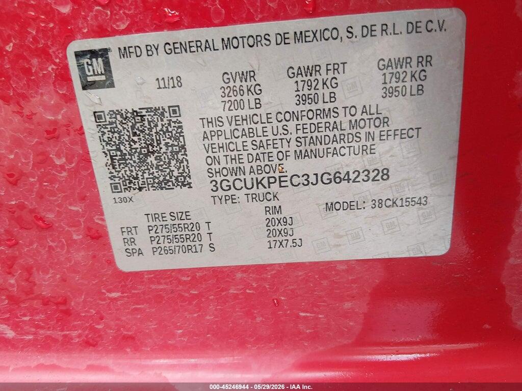 3GCUKPEC3JG642328 2018 CHEVROLET SILVERADO 1500 photo no. 9