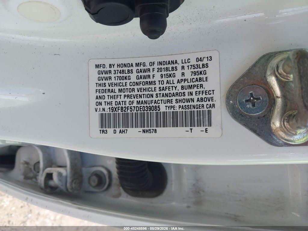 19XFB2F57DE039085 2013 HONDA CIVIC photo no. 9