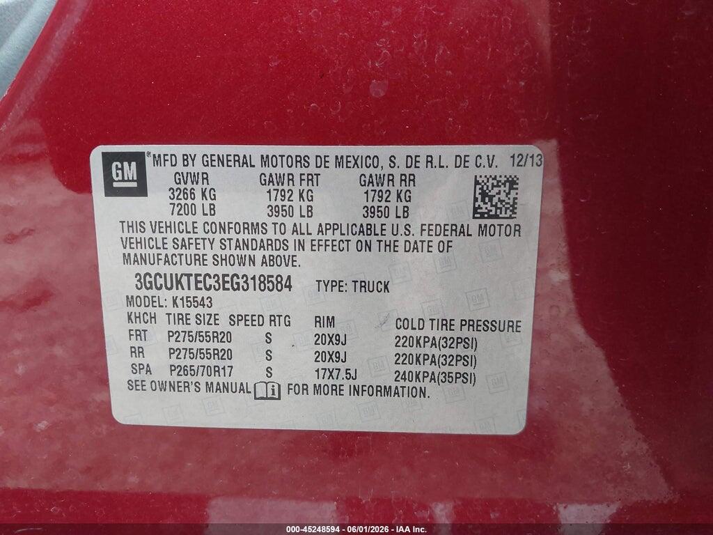 3GCUKTEC3EG318584 2014 CHEVROLET SILVERADO photo no. 9