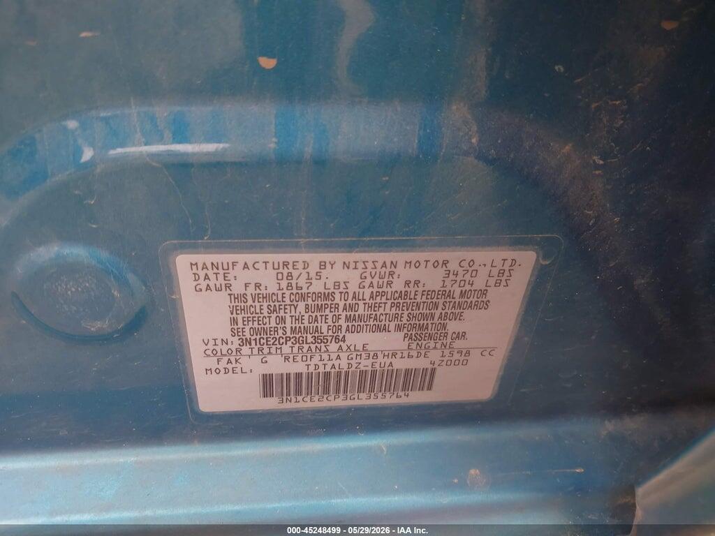 3N1CE2CP3GL355764 2016 NISSAN VERSA NOTE photo no. 9
