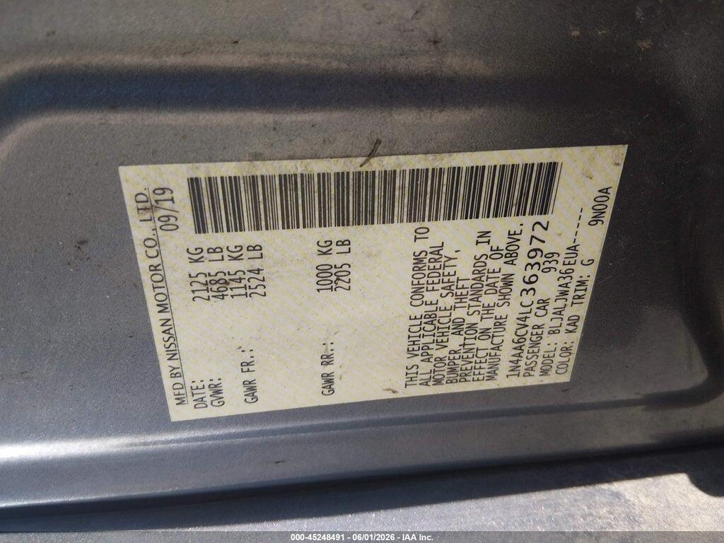 1N4AA6CV4LC363972 2020 NISSAN MAXIMA photo no. 9