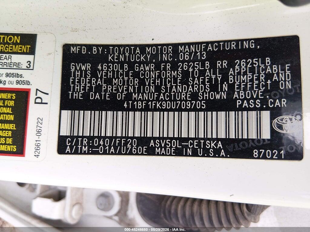 4T1BF1FK9DU709705 2013 TOYOTA CAMRY photo no. 9