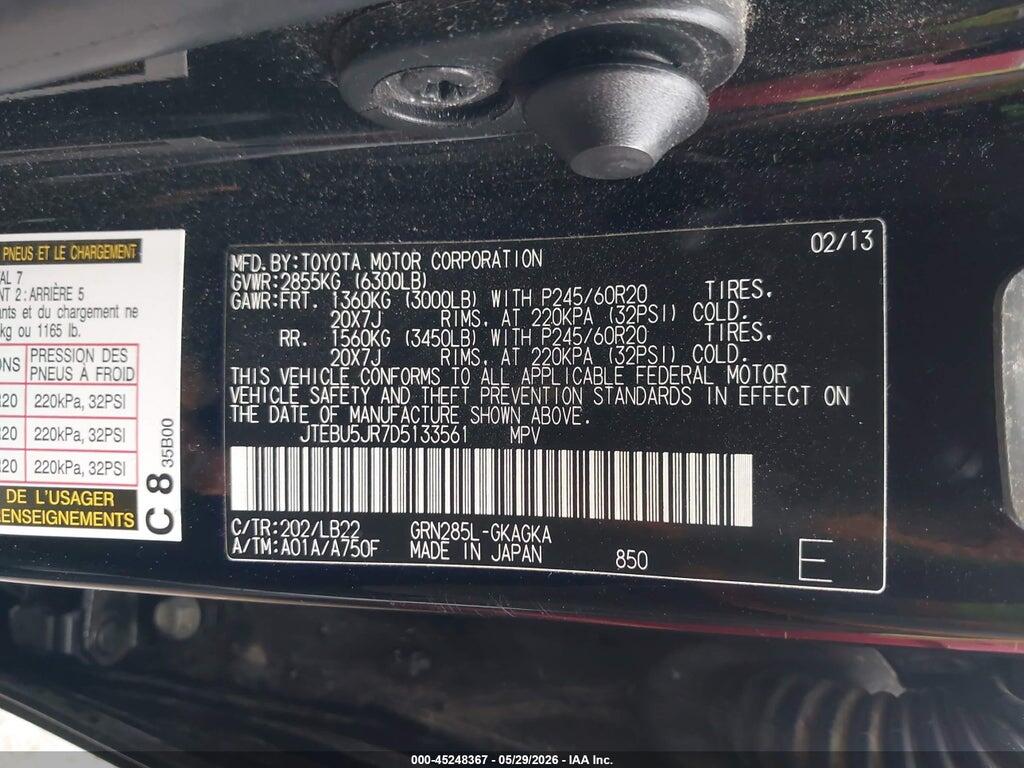 JTEBU5JR7D5133561 2013 TOYOTA 4RUNNER photo no. 9