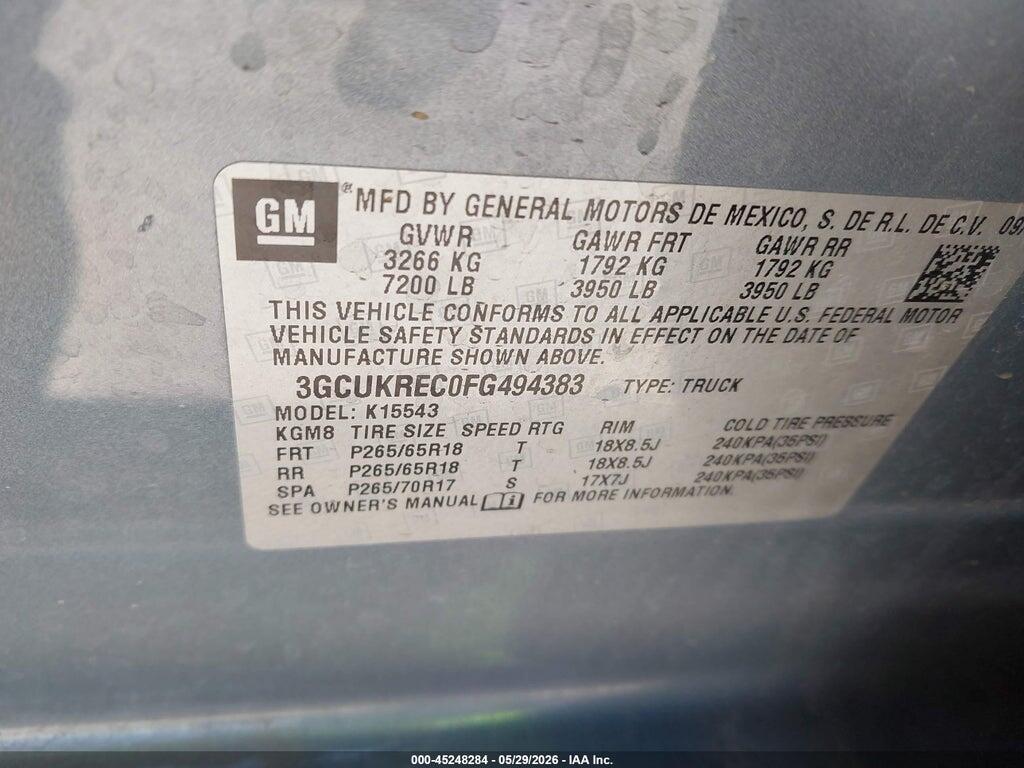 3GCUKREC0FG494383 2015 CHEVROLET SILVERADO 1500 photo no. 9