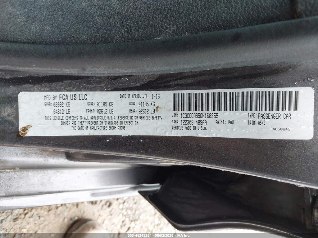 1C3CCCAB5GN168255 2016 CHRYSLER 200 photo no. 9