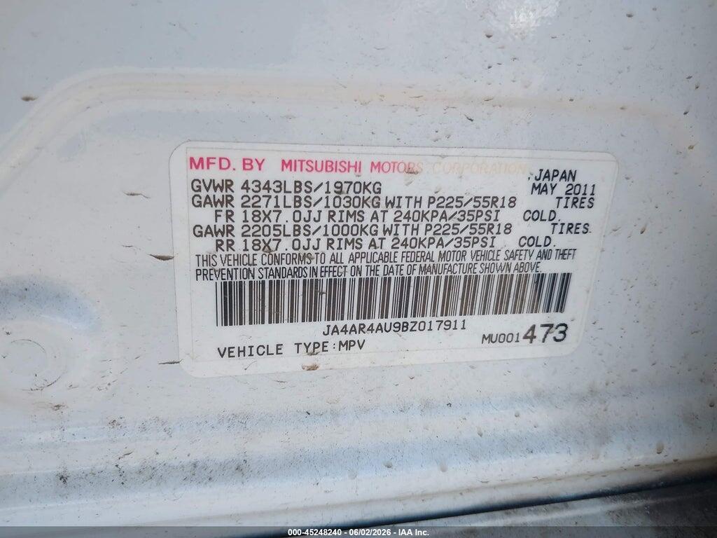 JA4AR4AU9BZ017911 2011 MITSUBISHI OUTLANDER SPORT photo no. 9