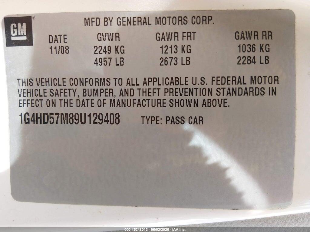 1G4HD57M89U129408 2009 BUICK LUCERNE photo no. 9