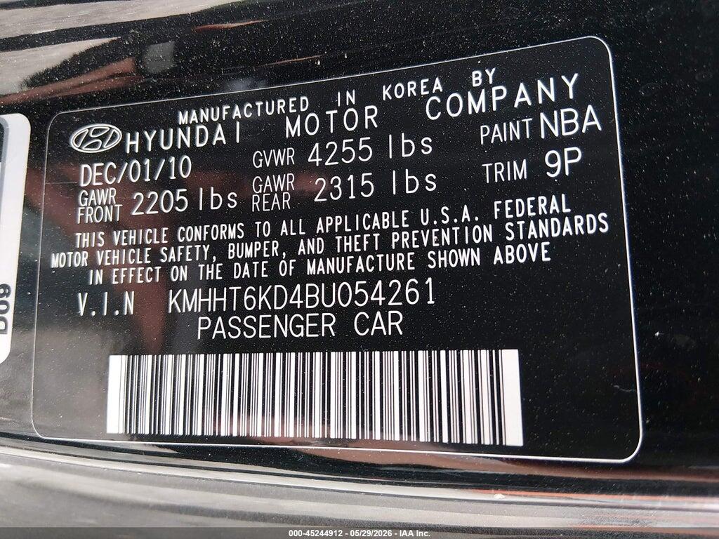 KMHHT6KD4BU054261 2011 HYUNDAI GENESIS photo no. 9