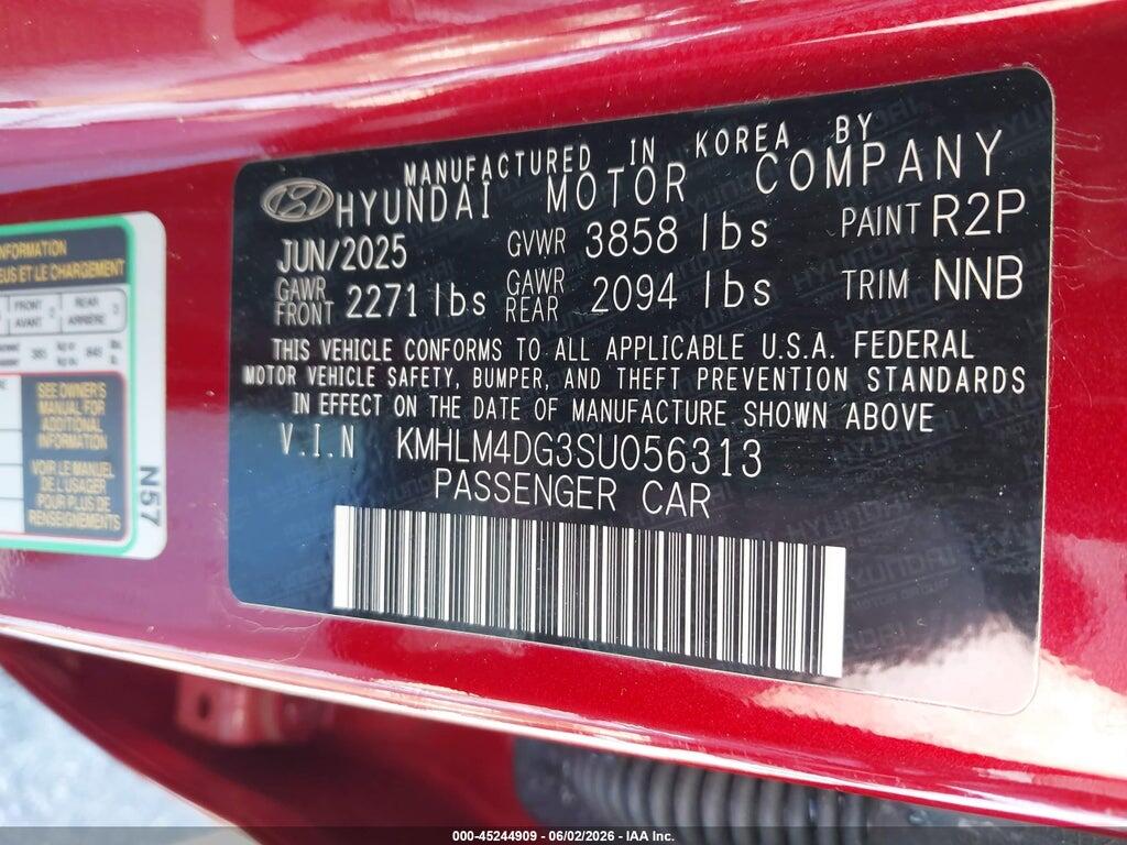 KMHLM4DG3SU056313 2025 HYUNDAI ELANTRA photo no. 9