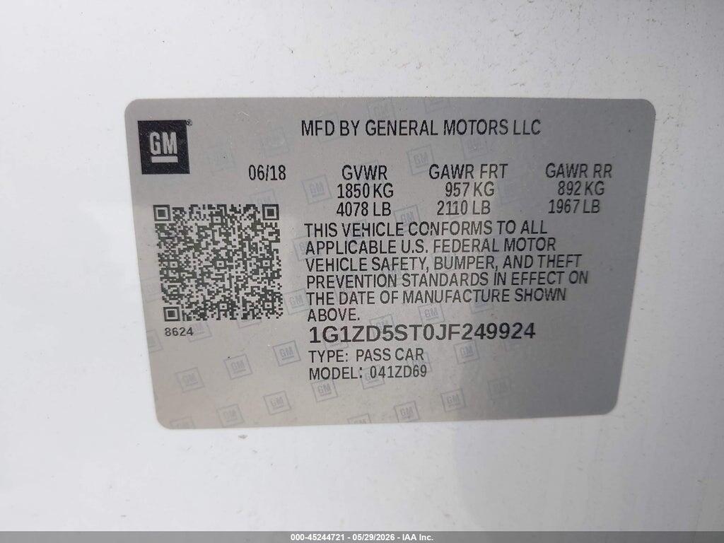 1G1ZD5ST0JF249924 2018 CHEVROLET MALIBU photo no. 9