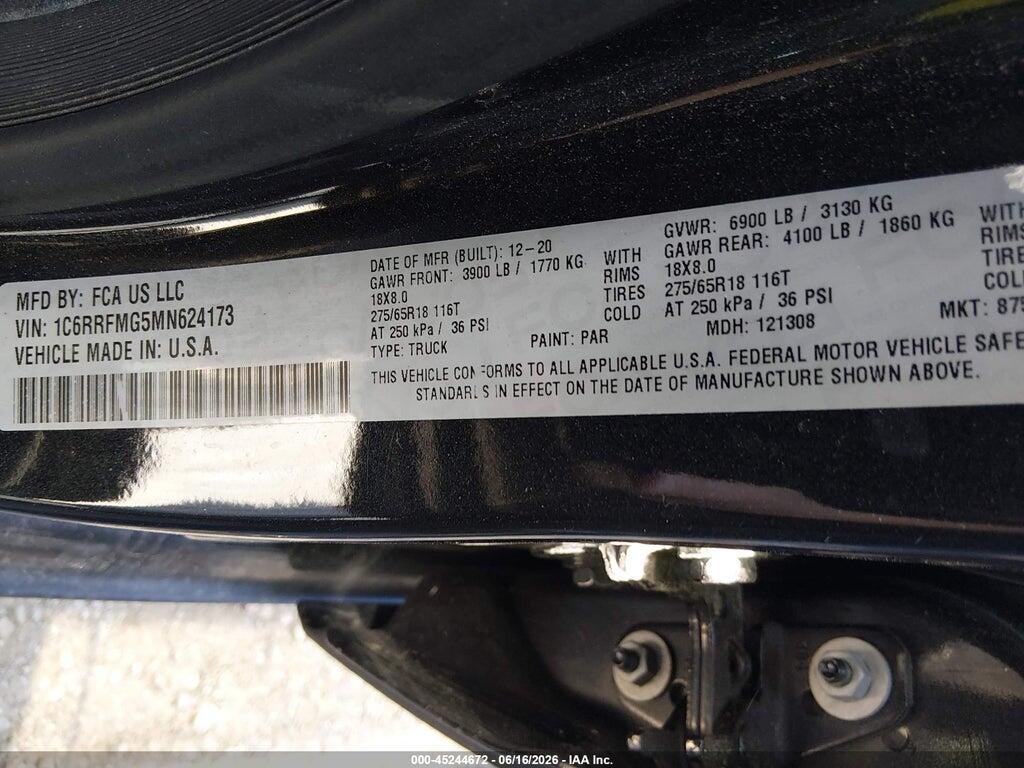 1C6RRFMG5MN624173 2021 RAM 1500 photo no. 9