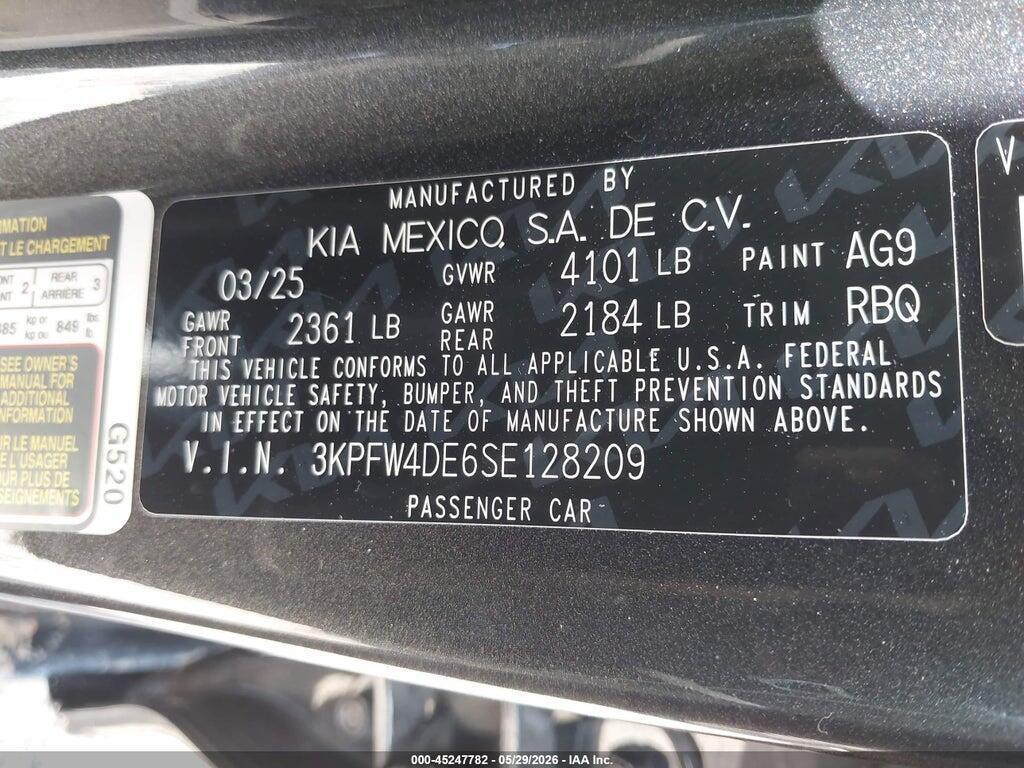 3KPFW4DE6SE128209 2025 KIA K4 photo no. 9