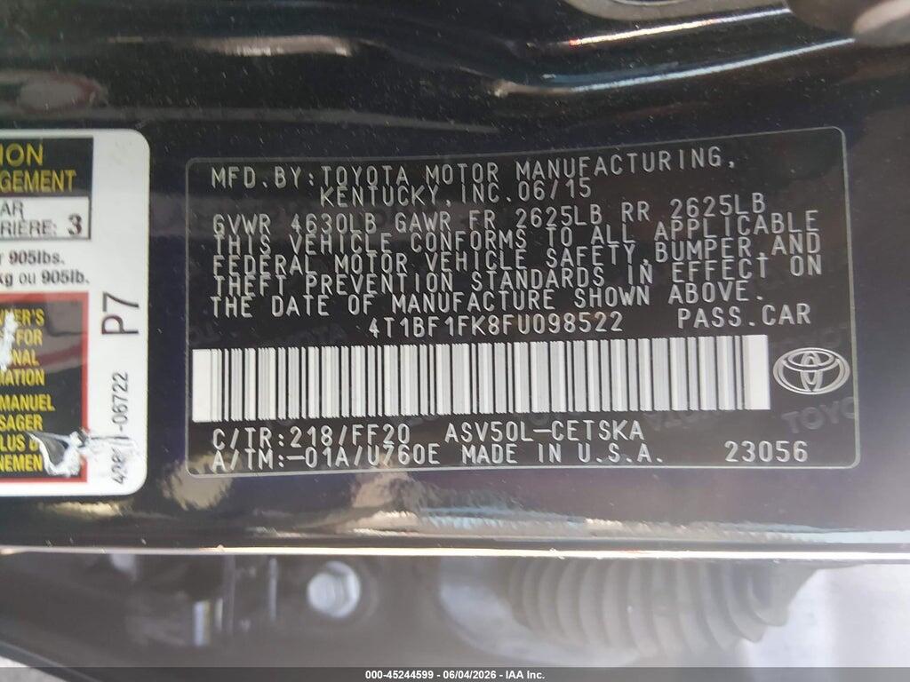 4T1BF1FK8FU098522 2015 TOYOTA CAMRY photo no. 9