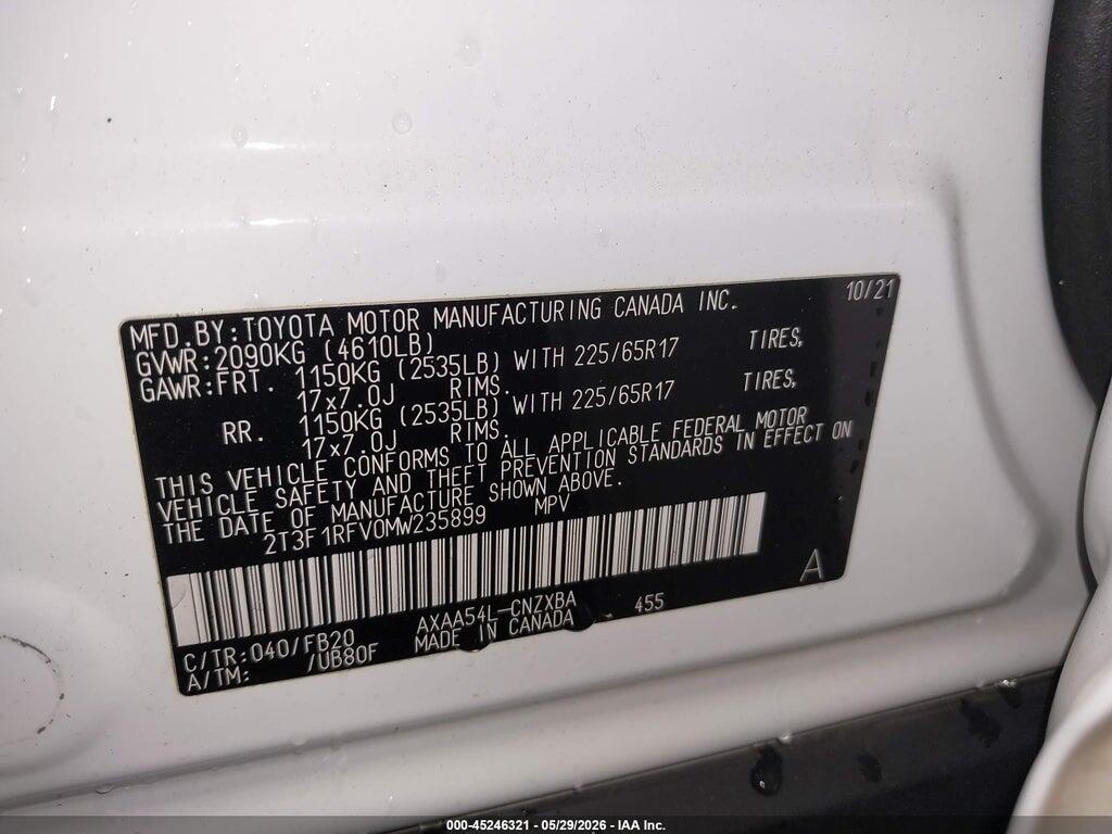 2T3F1RFV0MW235899 2021 TOYOTA RAV4 photo no. 9